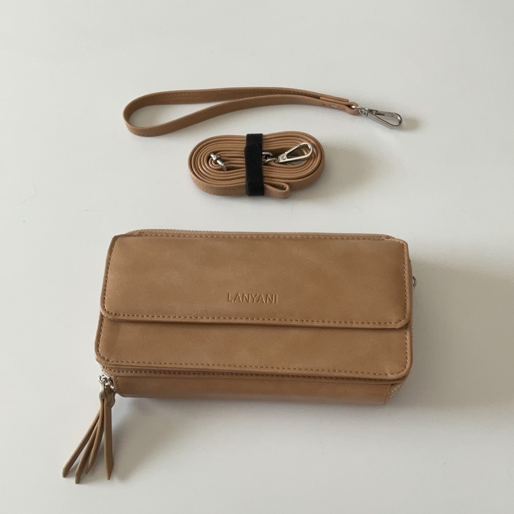 Tan Crossbody Wallet Wristlet Purse with Phone Pocket NWOT